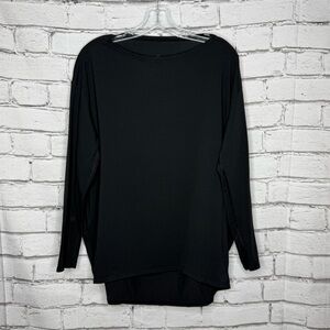 Lululemon Womens Back In Action Long Sleeve Top Approx. Sz 14 Black Pima Cotton